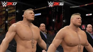 WWE 2K17: Brock Lesnar Entrance Comparison! (WWE 2K17 vs 2K16)