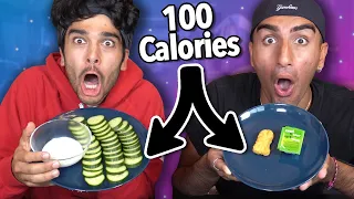 This Is What 100 Calories Looks Like! Healthy VS UnHealthy Calorie CHALLENGE!