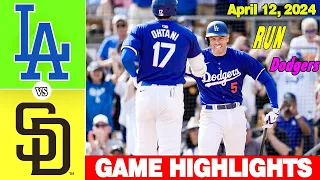 Dodgers Vs Padres  April 12, 2024 Game Highlights MLB Season 2024