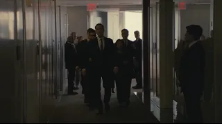 Tom walks in like Darth Vader after winning the game - Succession finale scene