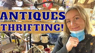 COME TO AN ANTIQUES MARKET WITH ME! VINTAGE FLEA MARKET THRIFT WITH ME FEB 2022. SO MANY TREASURES!