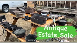 Shopping for Antiques & Vintage Treasures at this Estate Sale to resale picking cast iron video vlog