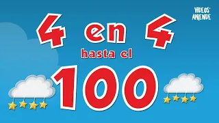 4 en 4 hasta el 100 - Videos Aprende #contar #4en4 #numeros