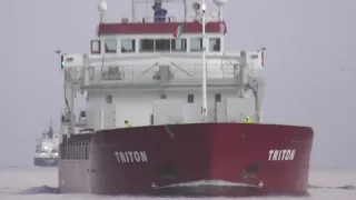 General cargo ship TRITON 90 x 15m arriving in Mornington. 4 Jan 2024.