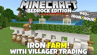 Minecraft Bedrock: EASY IRON FARM & Villager Trading Hall! 440+ Iron/Hour! MCPE Xbox PC Switch