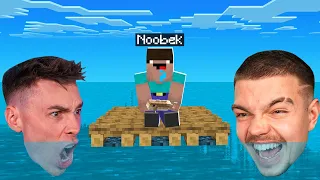 NOOBEK UTKNĄŁ na TRATWIE w Minecraft!