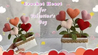 CROCHET VALENTINE : Crochet Heart in a Pot 💖💖 Crochet Gift Ideas for Valentine's Day 🎁🎁