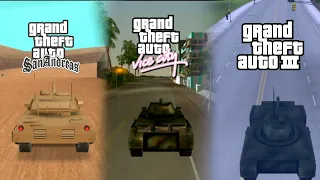مقارنة بين قوة الدبابة في أجزاء GTA - تجارب كثيرة وخطيرة !!