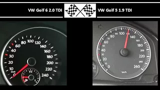 VW Golf 6 2.0 TDI VS. VW Golf 5 1.9 TDI - Acceleration 0-100km/h