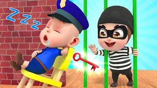 Oh No! Thief Is Stealing Key To Escape - Police Song + Wheels On The Bus | Rosoo - Song For Kids