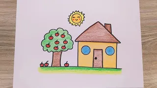 رسم للاطفال/رسم بيت/رسم بيت كيوت/رسم بيت سهل/رسم سهل للمبتدئين/رسم سهل للاطفال