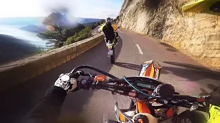 SUPERMOTO RACE on a dangerous mountain road..