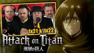 First time watching Attack on Titan reaction episodes 1X21 & 1X22 (Sub)