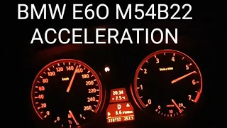 PRZYSPIESZENIE 0 - 100 - 160 KM/H ZAŁADOWANE BMW E60 520i M54B22. ACCELERATION. EXHAUST SOUND