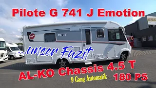 Pilote G 741 J Emotion Wohnmobil auf AL-KO Chassis 4.5 T mit Heckbad, Einzelbetten  und L-Sitzgruppe