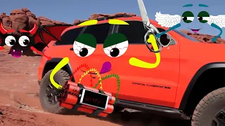 4x4 Offroad Car Crossing Grand Canyon with Angel vs Demon - Funny Car Doodles | Doodles Life