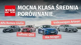 Mocna klasa średnia - porównanie: Volkswagen Arteon, Alfa Romeo Giulia,  Infiniti Q50, Kia Stinger