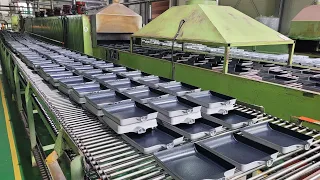 Frying Pan Mass Production Process. Korea Cookware Factory