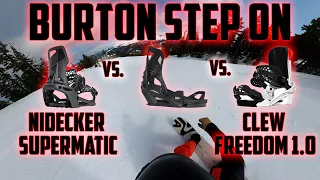 Burton Step On 2022-2023 Binding Review vs. Genesis Step On, Nidecker Supramatic & Clew Bindings