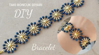 Yeni başlayanlar için kolay boru boncuk bileklik yapımı / Easy bugle bracelet making for beginners