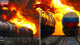 2 MINUTES AGO! Big Explosion in Russia! Train on Fire in Russia's Bryansk Oblast!