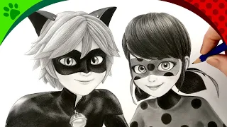 Drawing Miraculous🐞Ladybug & Catnoir(Chatnoir) together from disney netflix