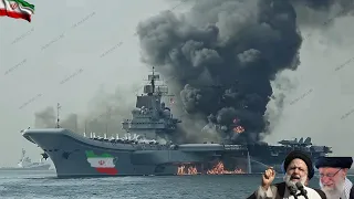 10 minutes ago!  Iranian Giant Ship Carrying 150 SU-35 Jets Destroyed by US Super Laser