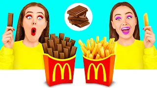 Челендж. Шоколадна їжа vs. Справжня їжа | Смішні моменти від PaRaRa Challenge