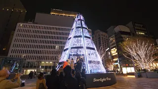 【4K】 Tokyo station Christmas lights - around and below