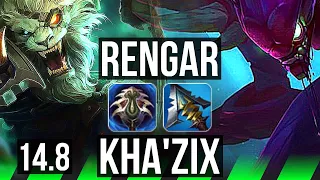 RENGAR vs KHA'ZIX (JGL) | 13/1/4, 70% winrate, 6 solo kills, Legendary | EUW Master | 14.8