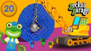 Gecko SMASHES Shapes with a Wrecking Ball Crane | Gecko's Garage | Learn Shapes For Kids