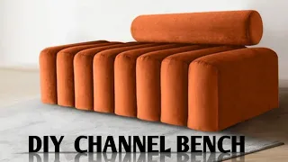 See How She Made This Channel Ottoman Bench //DIY