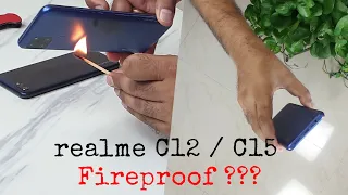 realme C12 / C15 Durability Test - Fireproof Panel ? SCRATCH WATER BEND DROP Test