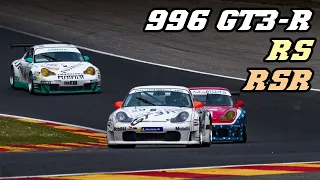 Porsche 996 GT3-R, RS & RSR | Flybys, downshifts & flames | Spa classic 2022