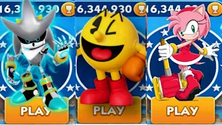 Sonic Dash - Metal Silver Sonic VS Sir Pacman VS Amy Dash _Movie Sonic vs All Bosses Zazz Eggman