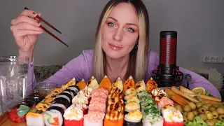 MUKBANG | Роллы, салаты, мидии | Sushi/rolls, mussels не ASMR