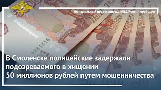 Ирина Волк: В Смоленске полицейские задержали подозреваемого в хищении 50 миллионов рублей