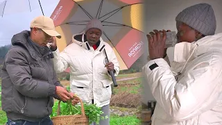 I was worried about my husband getting soaked, so I went to give him an umbrella