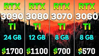 RTX 3090 Ti vs RTX 3080 Ti vs RTX 3070 Ti vs RTX 3060 Ti | PC Gameplay Benchmark Tested