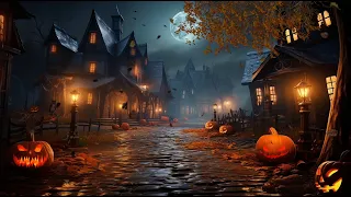 Autumn Village Halloween Ambience 🎃Spooky Sounds, Cricket Sounds, Night Nature Sound, Crunchy Leave