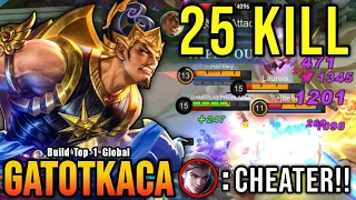 CHEAT?? New Gatotkaca One Hit Build, Insane 25 Kills!! - Build Top 1 Global Gatotkaca ~ MLBB