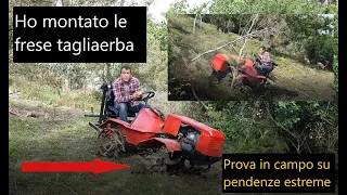 Prova fresa tagliaerba e trincia in pendenze estreme. Meglio il motocoltivatore o il trattorino?