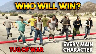 GTA 5 : TUG OF WAR BETWEEN MAIN CHARACTER FROM EVERY GTA ! (WHO WILL WIN?)