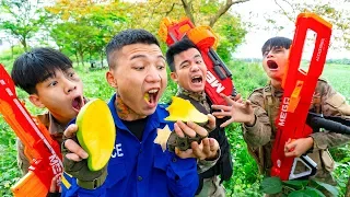 Battle Nerf War: Saleperson & Blue Police Nerf Guns Robbers Group MANGO BATTLE