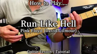 Classic Tracks of the 70s. RUN LIKE HELL - Pink Floyd. Guitar Lesson / Tutorial.