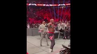 Bobby Lashley spear Brock Lesnar through barricade