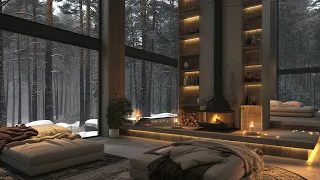 Cozy Living Room Ambience - Winter Fireplace ASMR for Peaceful Sleep and Relaxing