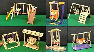 Easy & Quick Popsicle Stick Crafts | 7 Miniature Playground Swings Ideas