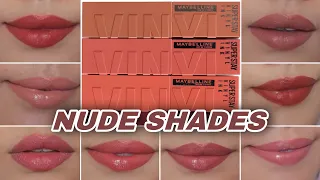 Maybelline Superstay Vinyl Ink | All NUDE SHOCK shades swatches