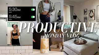 MONDAY MOTIVATION 👟: productive start to the week , realistic 5 am routine, healthy grocery haul
